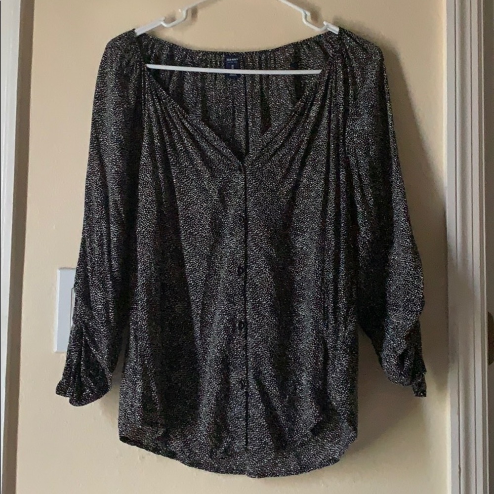 Old Navy Black&White Button Up Blouse